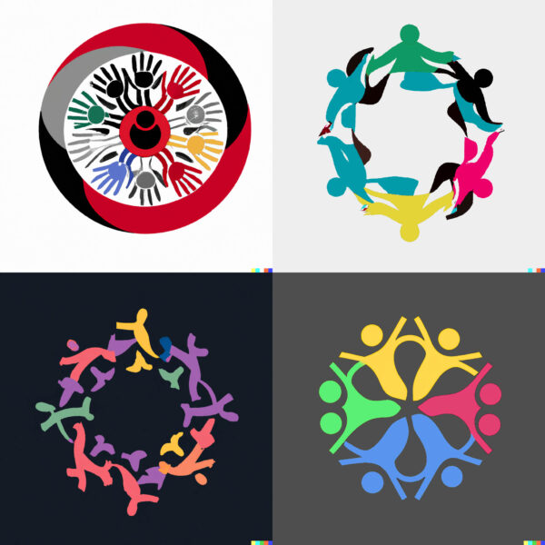 Four Logos with interconnected Human Figures